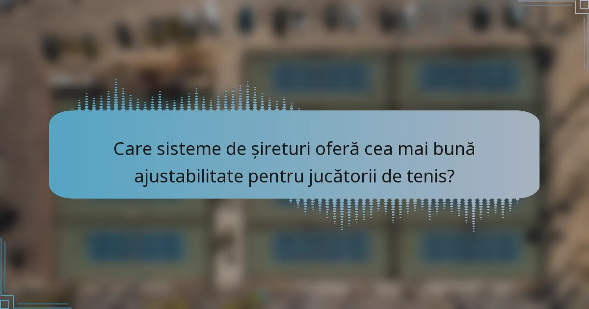 Care sisteme de șireturi oferă cea mai bună ajustabilitate pentru jucătorii de tenis?