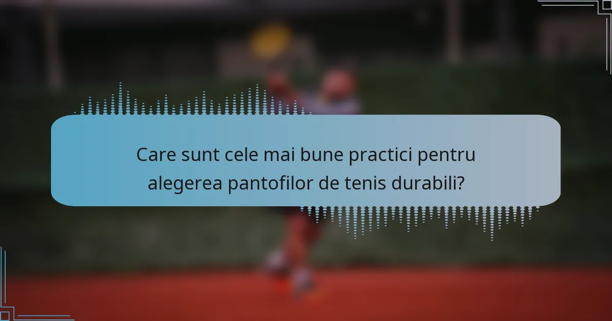 Care sunt cele mai bune practici pentru alegerea pantofilor de tenis durabili?