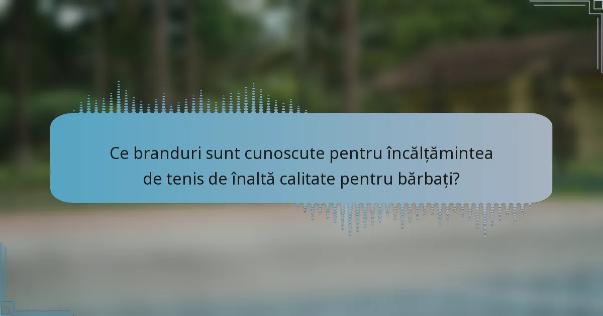 Ce branduri sunt cunoscute pentru încălțămintea de tenis de înaltă calitate pentru bărbați?