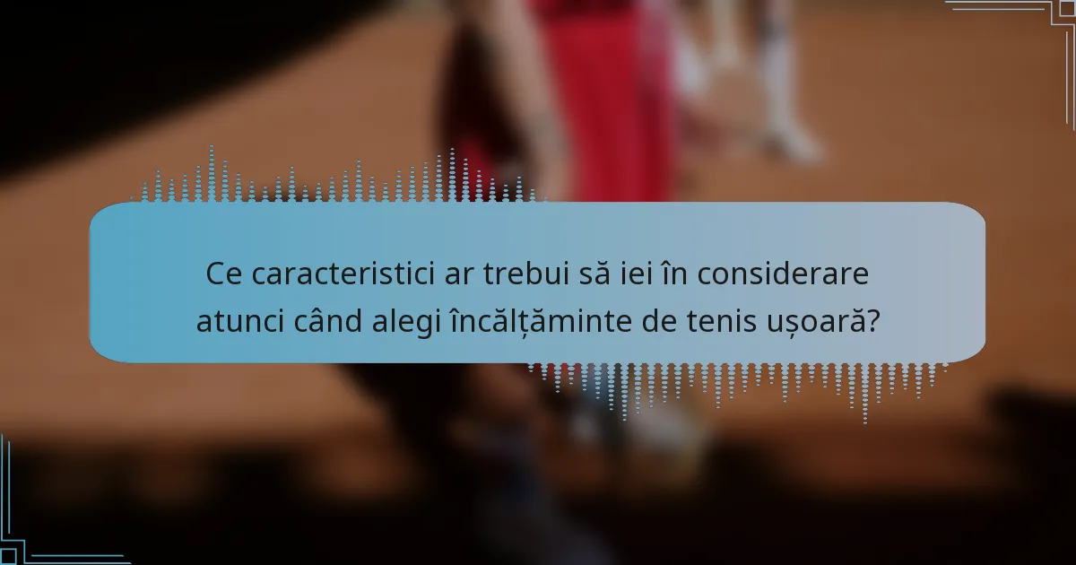Ce caracteristici ar trebui să iei în considerare atunci când alegi încălțăminte de tenis ușoară?