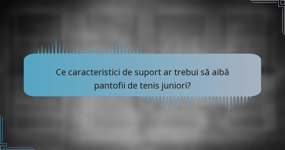 Ce caracteristici de suport ar trebui să aibă pantofii de tenis juniori?