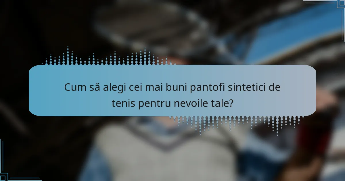 Cum să alegi cei mai buni pantofi sintetici de tenis pentru nevoile tale?