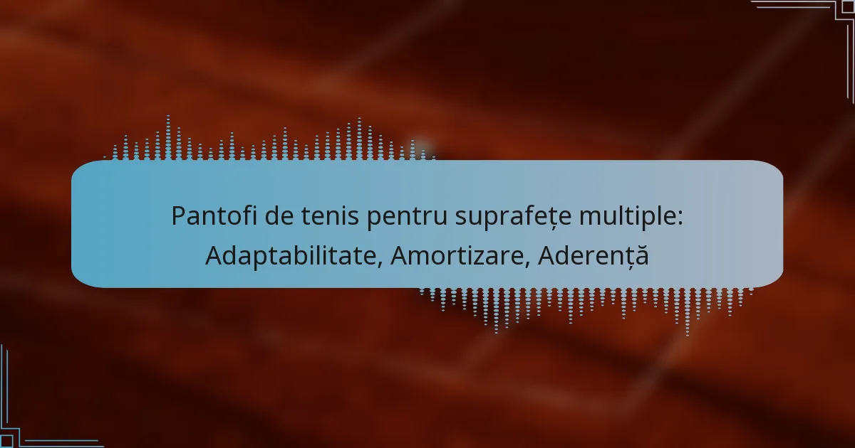 Pantofi de tenis pentru suprafețe multiple: Adaptabilitate, Amortizare, Aderență
